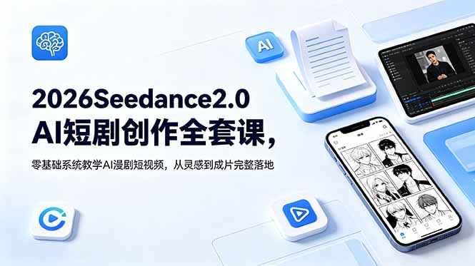 2026Seedance2.0AI短剧创作全套课，零基础系统教学AI漫剧短视频，从灵感到成片完整落地-宝藏屋创业网