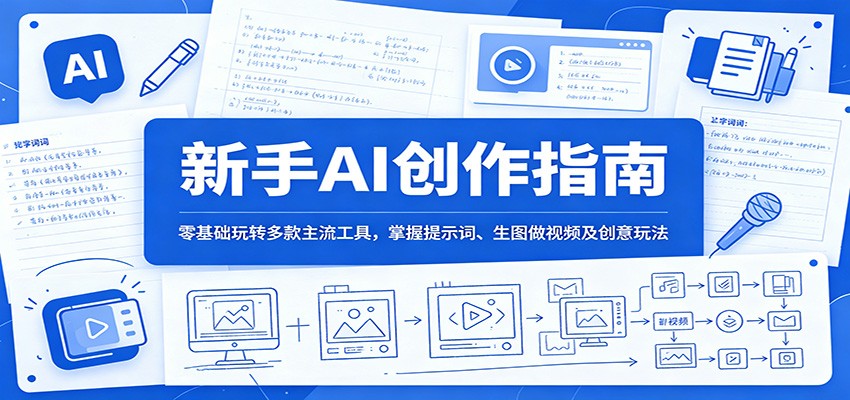 新手AI创作指南：零基础玩转多款主流工具，掌握提示词、生图做视频及创意玩法-宝藏屋创业网