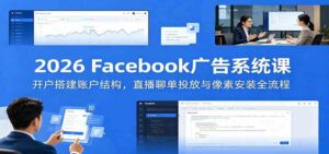 2026 Facebook广告系统课:开户搭建账户结构,直播聊单投放与像素安装全流程-宝藏屋创业网