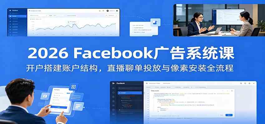 2026 Facebook广告系统课：开户搭建账户结构，直播聊单投放与像素安装全流程-宝藏屋创业网