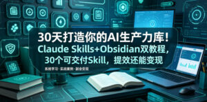 30天打造你的AI生产力库!Claude Skills+Obsidian 双教程,30 个可交付 Skill,提效还能变现-宝藏屋创业网