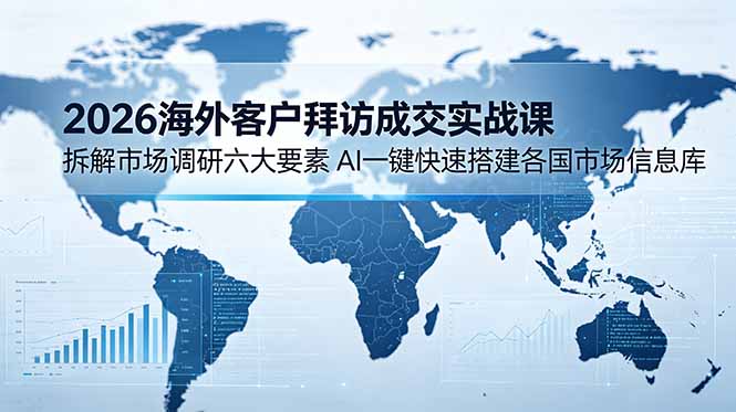 2026海外客户拜访成交实战课：拆解市场调研六大要素，AI一键快速搭建各国市场信息库-宝藏屋创业网