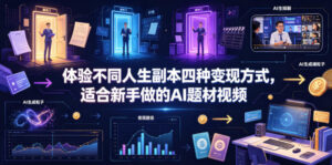 体验不同人生副本四种变现方式，适合新手做的AI题材视频-宝藏屋创业网