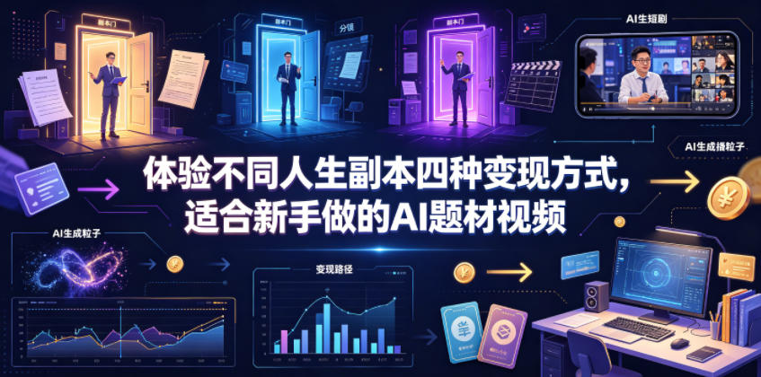 体验不同人生副本四种变现方式，适合新手做的AI题材视频-宝藏屋创业网