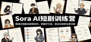 Sora AI短剧训练营：精通分镜剧本剧情创作，掌握IP打造、商业化接单全套流程-宝藏屋创业网
