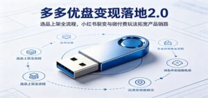 多多优盘变现落地2.0:选品上架全流程,小红书裂变与微付费玩法拓宽产品销路-宝藏屋创业网