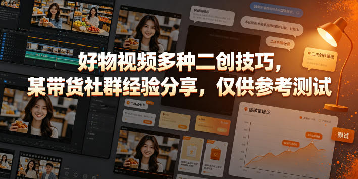 好物视频多种二创技巧，某带货社群经验分享，仅供参考测试-宝藏屋创业网