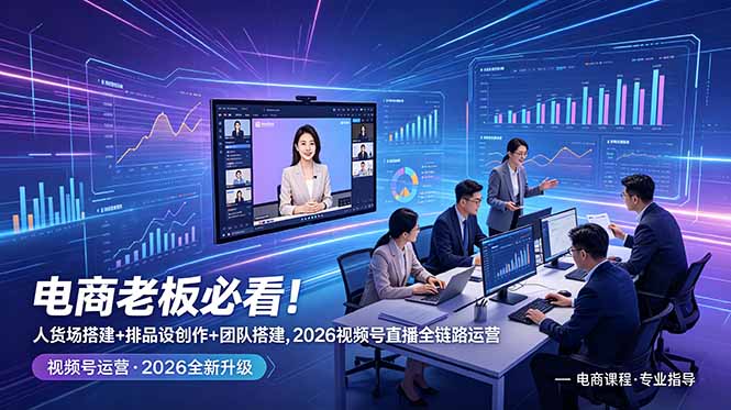 电商老板必看！人货场搭建+排品设计+素材创作+团队搭建，2026视频号直播全链路运营-宝藏屋创业网