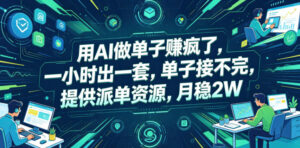 用AI做单子賺疯了，一小时出一套，单子接不完，提供派单资源，月稳2W【揭秘】-宝藏屋创业网