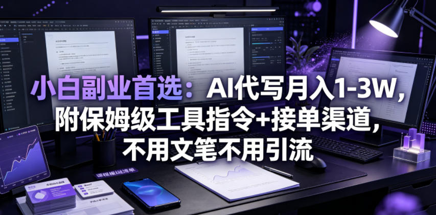小白副业首选：AI代写月入1-3W，附保姆级工具指令+接单渠道，不用文笔不用引流【揭秘】-宝藏屋创业网