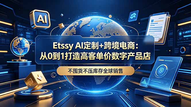 Etsy AI定制+跨境电商：从0到1打造高客单价数字产品店，不囤货不压库存全球销售-宝藏屋创业网