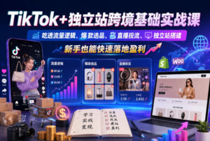 TikTok+独立站跨境基础实战课,吃透流量逻辑、爆款选品、直播投流与独立站搭建,新手也能快速落地盈利-宝藏屋创业网
