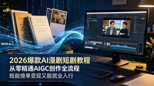2026 爆款 AI 漫剧短剧教程 从零精通 AIGC 创作全流程 既能接单变现又能就业入行-宝藏屋创业网