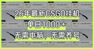 26年最新CSGO挂G系统,单日1000+,无需电脑,无需养号,0基础可上手【揭秘】-宝藏屋创业网