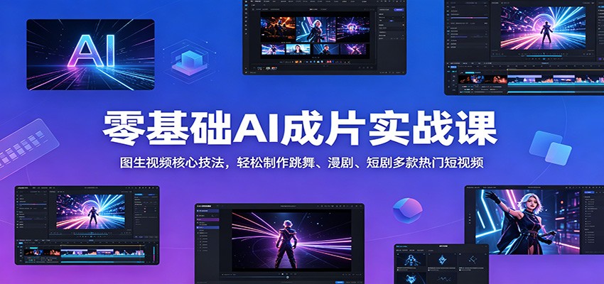 零基础AI成片实战课：图生视频核心技法，轻松制作跳舞、漫剧、短剧多款热门短视频-宝藏屋创业网
