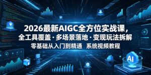 2026最新AIGC全方位实战课,全工具覆盖・多场景落地・变现玩法拆解,零基础从入门到精通系统视频教程-宝藏屋创业网