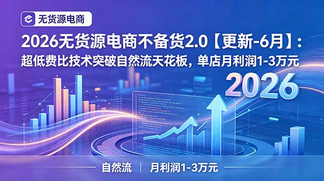 2026无货源电商不备货2.0【更新-6月】：超低费比技术突破自然流天花板，单店月利润1-3万元-宝藏屋创业网