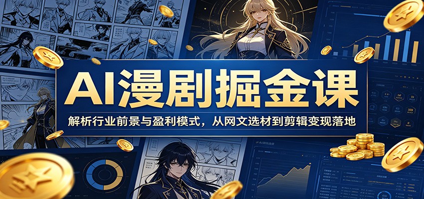 AI漫剧掘金课：解析行业前景与盈利模式，从网文选材到剪辑变现落地-宝藏屋创业网