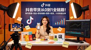 抖音带货从0到1全链路！账号搭建+选品+原创拍摄+混剪+投流，小白快速出单-宝藏屋创业网