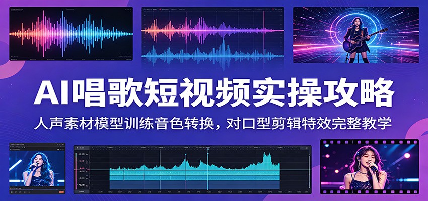 AI唱歌短视频实操攻略：人声素材模型训练音色转换，对口型剪辑特效完整教学-宝藏屋创业网