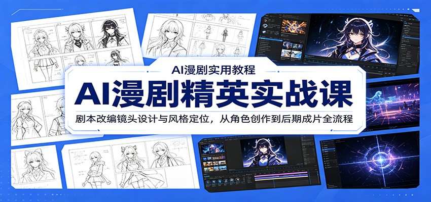 AI漫剧精英实战课：剧本改编镜头设计与风格定位，从角色创作到后期成片全流程-宝藏屋创业网