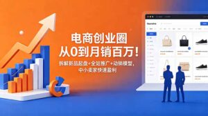 电商创业圈从0到月销百万!拆解新品起盘+全站推广+动销模型,中小卖家快速盈利-宝藏屋创业网