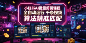 小红书AI批量剪辑课程,24小时全自动运行,解放双手专注运营,千条视频批量处理,小红书算法精准匹配-宝藏屋创业网