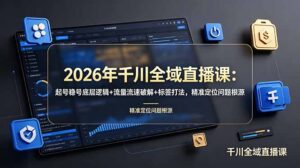 2026年千川全域直播课：起号稳号底层逻辑+流量流速破解+标签打法，精准定位问题根源-宝藏屋创业网