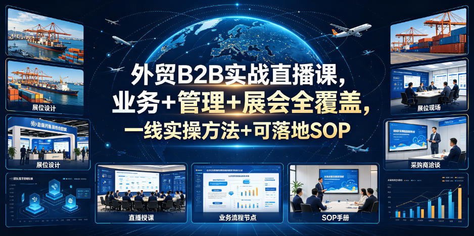 外贸B2B实战直播课，业务+管理+展会全覆盖，一线实操方法+可落地SOP-宝藏屋创业网