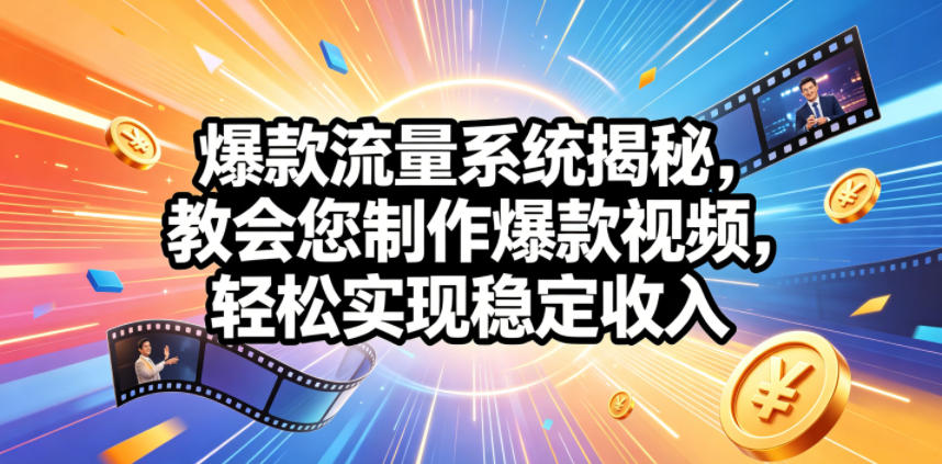 爆款流量系统揭秘，教会您制作爆款视频，轻松实现稳定收入【原创双语字幕】-宝藏屋创业网