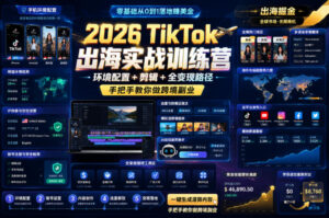 2026 TikTok出海实战训练营,环境配置 + 剪辑 + 全变现路径,手把手教你做跨境副业-宝藏屋创业网