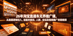 26年淘宝直通车无界推广课，从底层逻辑切入，涵盖关键词、人群、全站及视频推广的策略选择-宝藏屋创业网