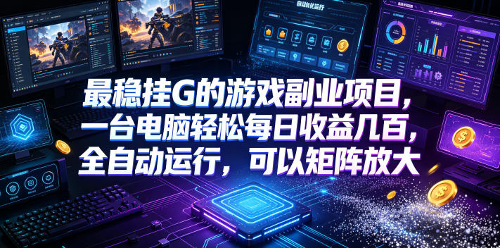 最稳挂G的游戏副业项目，一台电脑轻松每日收益几百，全自动运行，可以矩阵放大【揭秘】-宝藏屋创业网