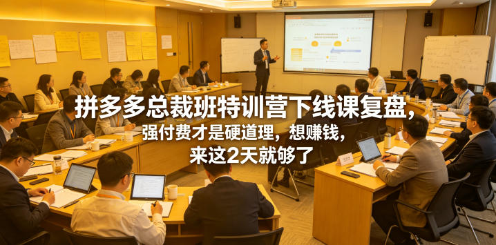 拼多多总裁班特训营下线课复盘，强付费才是硬道理，想賺钱，来这2天就够了-宝藏屋创业网