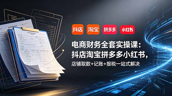 电商财务全套实操课：抖店淘宝拼多多小红书，店铺取数+记账+报税一站式解决-宝藏屋创业网