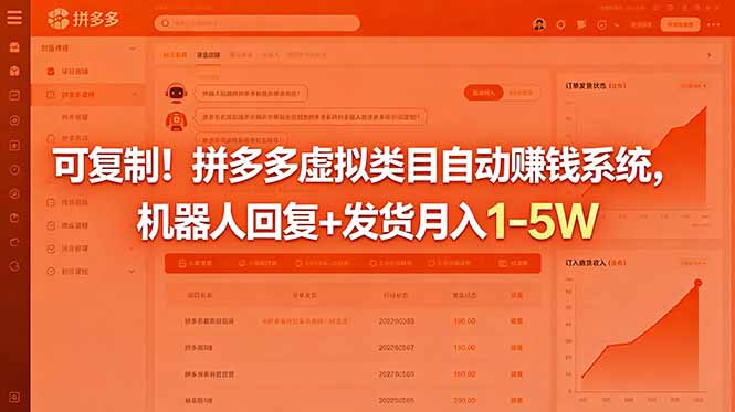 可复制！拼多多虚拟类目自动赚钱系统，机器人回复+发货月入 1-5W-宝藏屋创业网