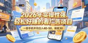 2026年实操性强、轻松好賺的看广告项目,一部手机平均日入40-50,保底30米【揭秘】-宝藏屋创业网