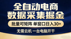 全自动电商数据采集掘金,批量可矩阵单窗口日入30+,无需云机一台电脑开干【揭秘】-宝藏屋创业网