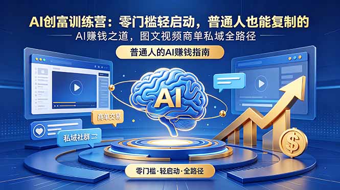 AI创富训练营：零门槛轻启动，普通人也能复制的AI赚钱之道，图文视频商单私域全路径-宝藏屋创业网