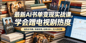最新AI书单变现实战课,学会蹭电视剧热度,追热点书籍,快速变现,出单100+,日入四位数-宝藏屋创业网