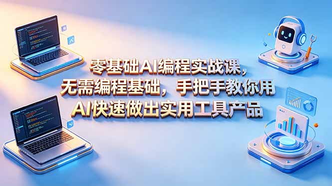 零基础AI编程实战课-更新，无需编程基础，手把手教你用AI快速做出实用工具产品-宝藏屋创业网