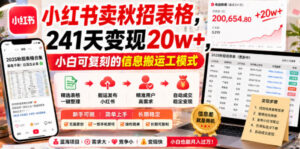 小红书卖秋招表格,241天变现20w+,小白可复刻的信息搬运工模式-宝藏屋创业网