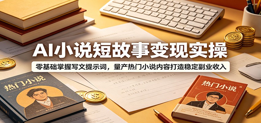 AI小说短故事变现实操：零基础掌握写文提示词，量产热门小说内容打造稳定副业收入-宝藏屋创业网