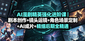 AI漫剧精英强化进阶课｜剧本创作+镜头运镜+角色场景定制+AI成片+精细后期全精通-宝藏屋创业网
