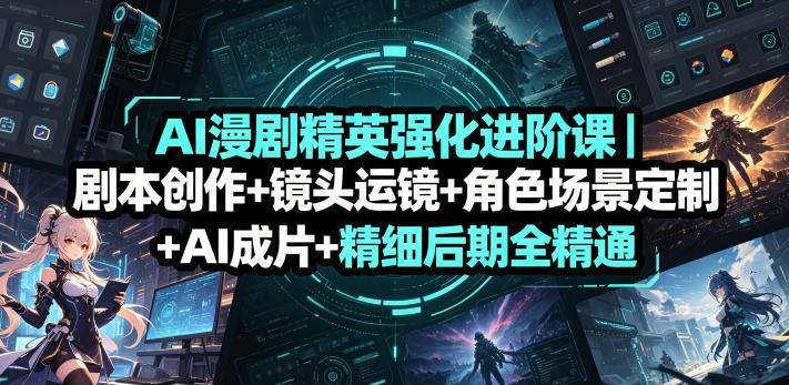 AI漫剧精英强化进阶课｜剧本创作+镜头运镜+角色场景定制+AI成片+精细后期全精通-宝藏屋创业网