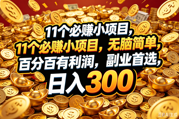（18756期）11个必赚的小项目，百分百赚元子，无脑简单，副业首选，日入300+-宝藏屋创业网