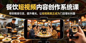 餐饮短视频内容创作系统课，帮你精准引流、提升曝光，让短视频真正成为门店增长利器-宝藏屋创业网