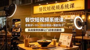 餐饮短视频系统课:老板IP+10+1到店理由+爆款钩子,实战案例拆解让门店客流翻倍-宝藏屋创业网