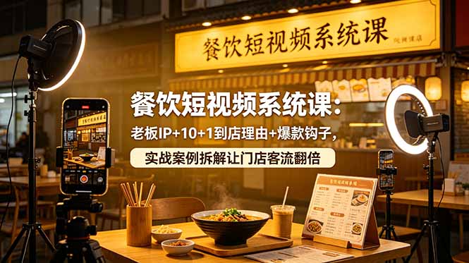 餐饮短视频系统课：老板IP+10+1到店理由+爆款钩子，实战案例拆解让门店客流翻倍-宝藏屋创业网