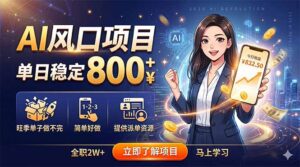 AI风口项目，单日稳定800+，旺季单子做不完，简单好做，提供派单资源-宝藏屋创业网